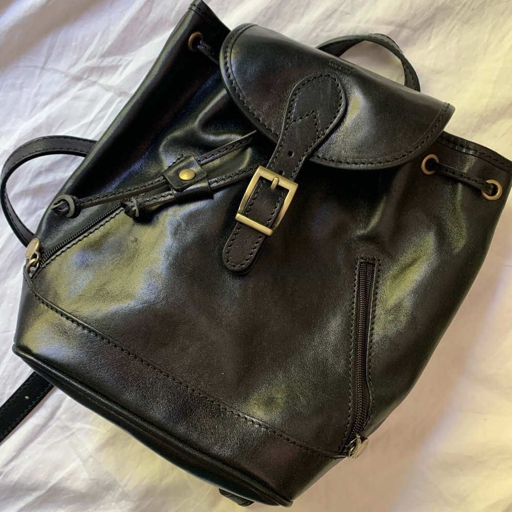 italian leather black backpack